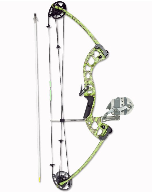 Bowfishing Lighted Carbon Composite Archery Fish Arrow with Green X Nock  and Bottle Slide Installed - Gar Point or Carp Point