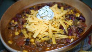 venison chili in a bowl