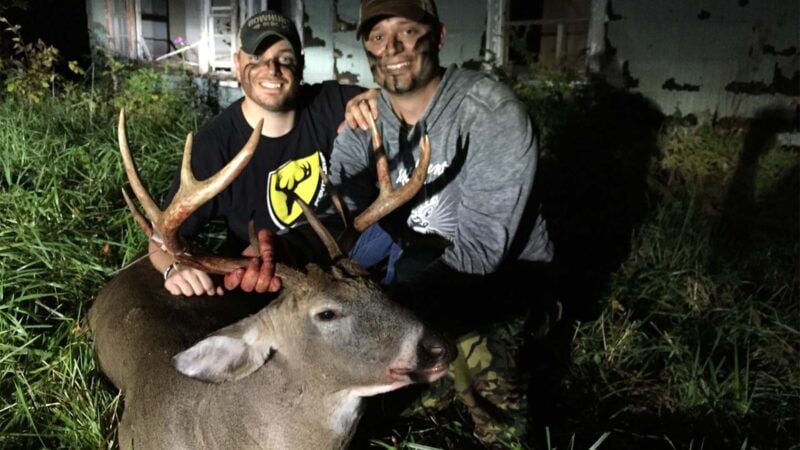 Matt Miller and Justin Zarr with Miller's opening day buck from 2014.