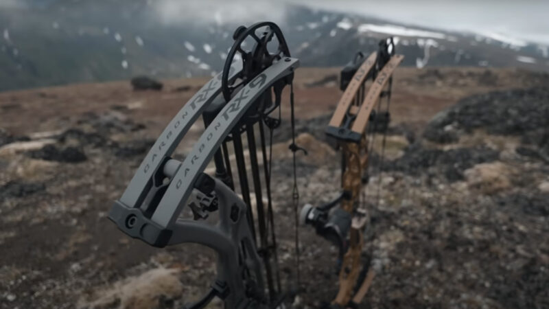 Hoyt RX-9 and AX-2 bows on top of the mountain